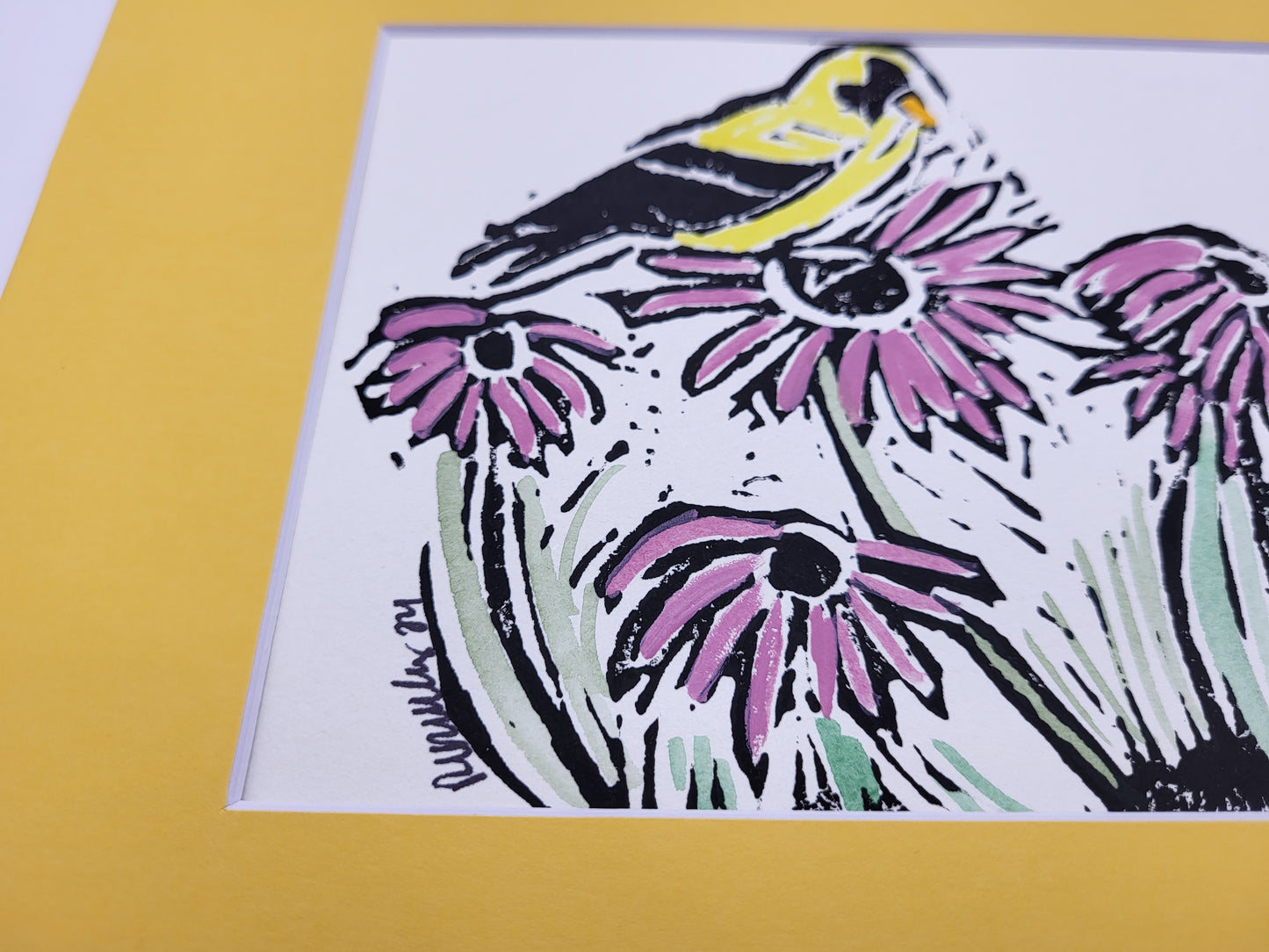 Goldfinch in Coneflower - Original Art