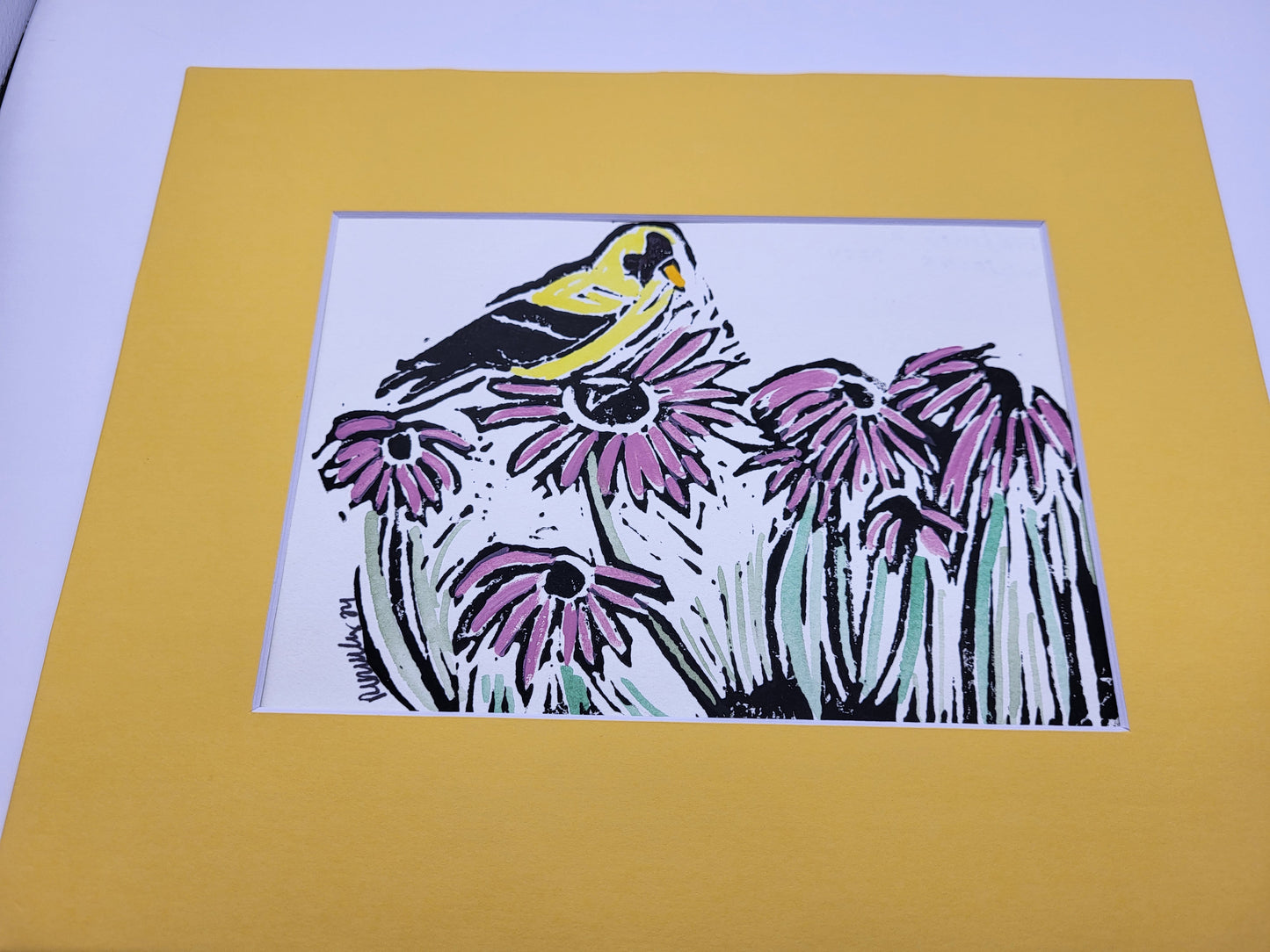 Goldfinch in Coneflower - Original Art