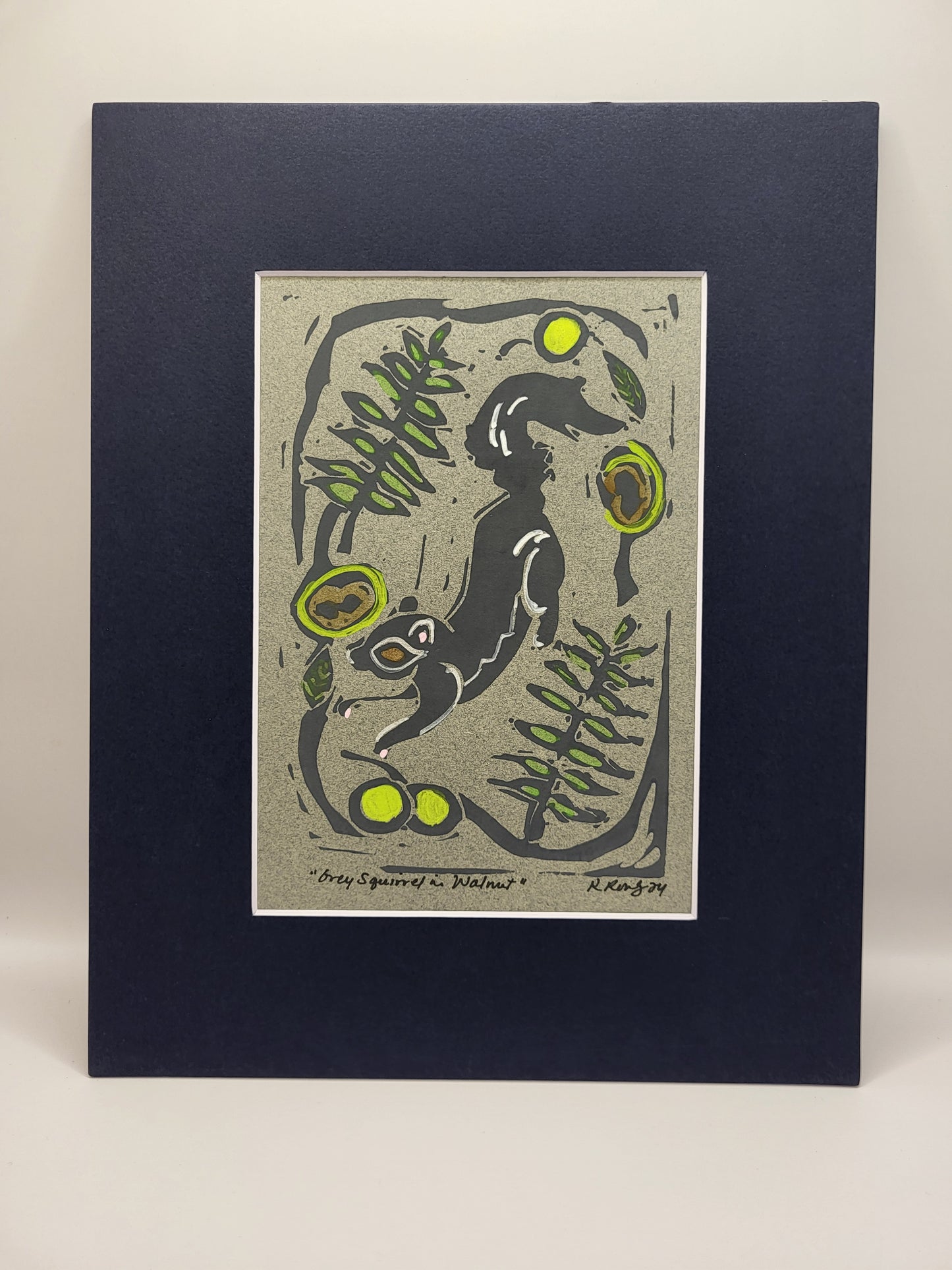 Squirrel in Black Walnut Tree - Original Art