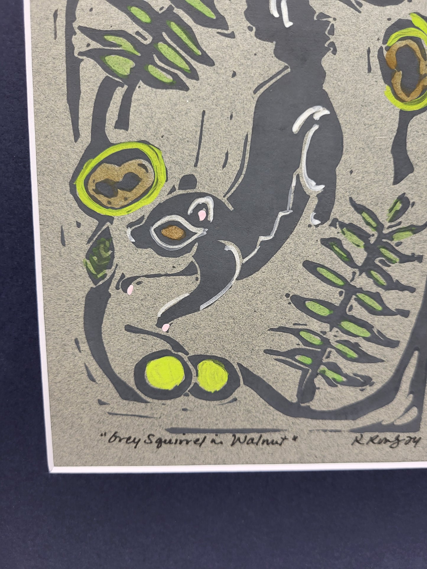 Squirrel in Black Walnut Tree - Original Art