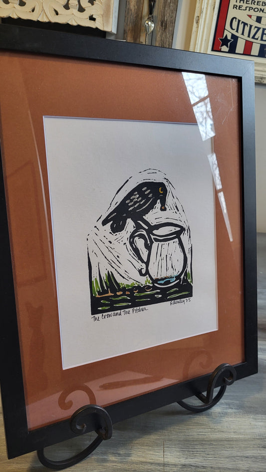 The Crow and the Pitcher-Framed- 11x14-Original Art