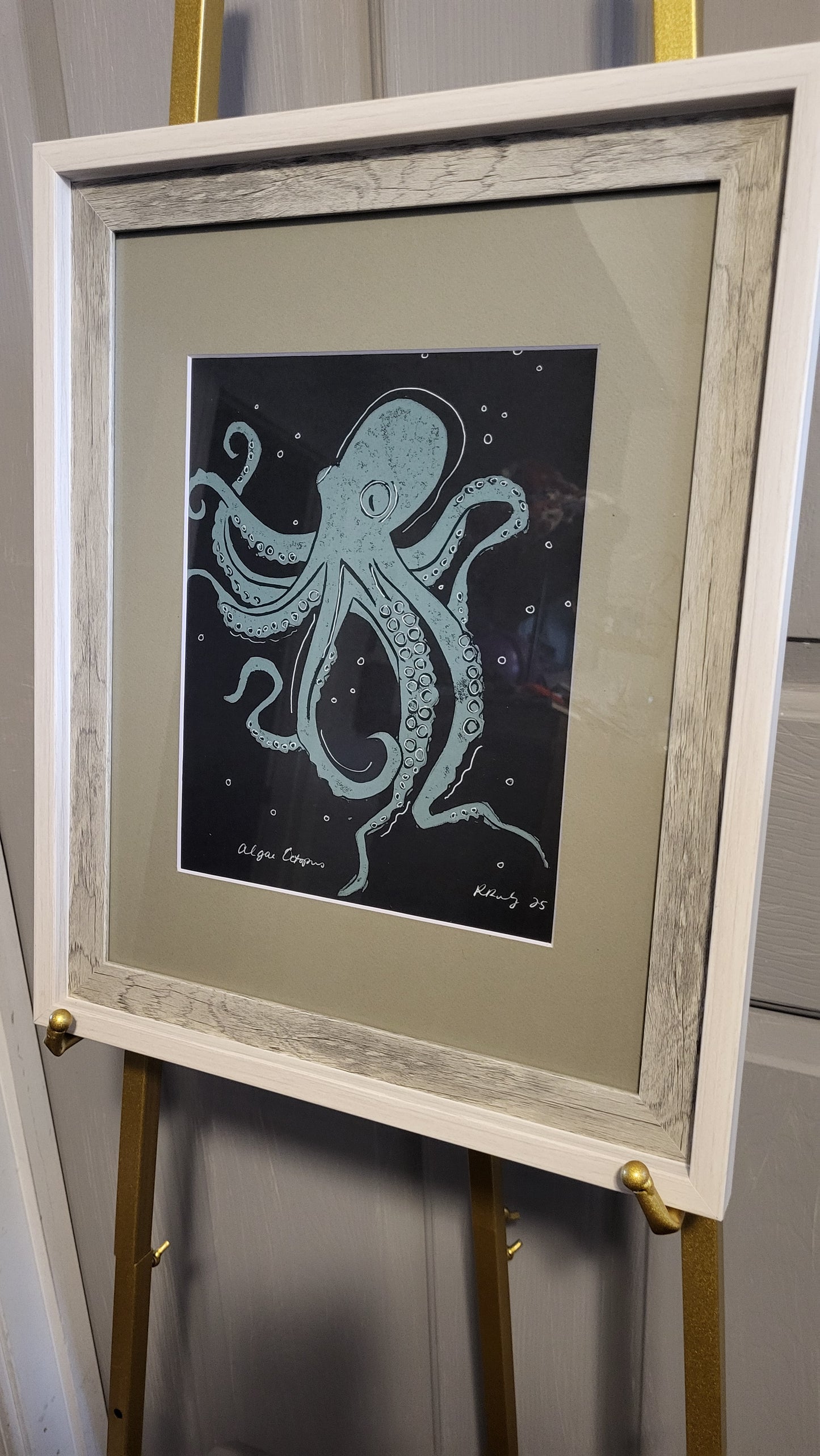 Algae Octopus-Framed- 11x14-Original Art