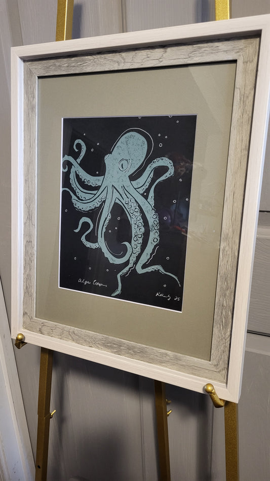 Algae Octopus-Framed- 11x14-Original Art