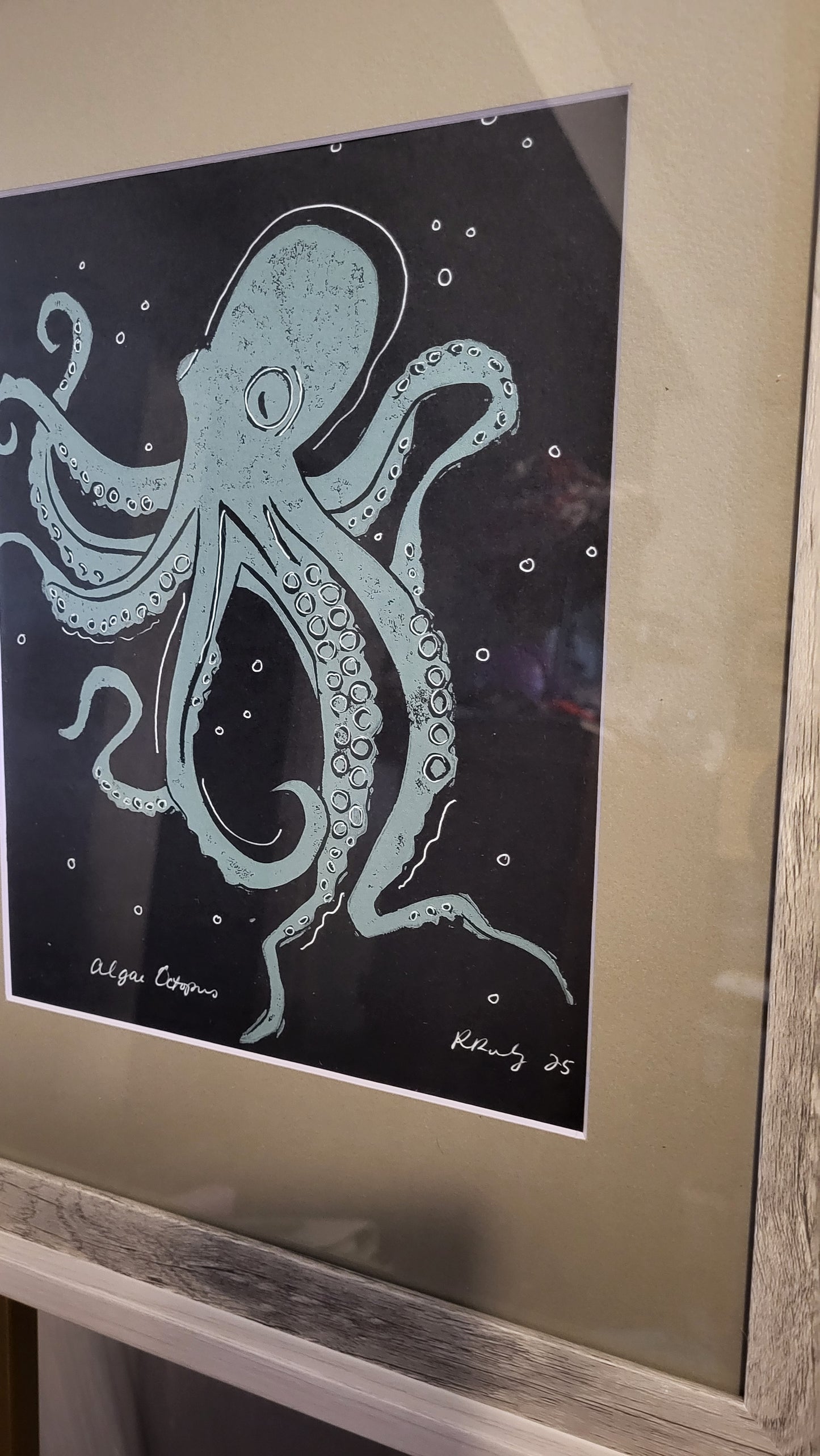 Algae Octopus-Framed- 11x14-Original Art